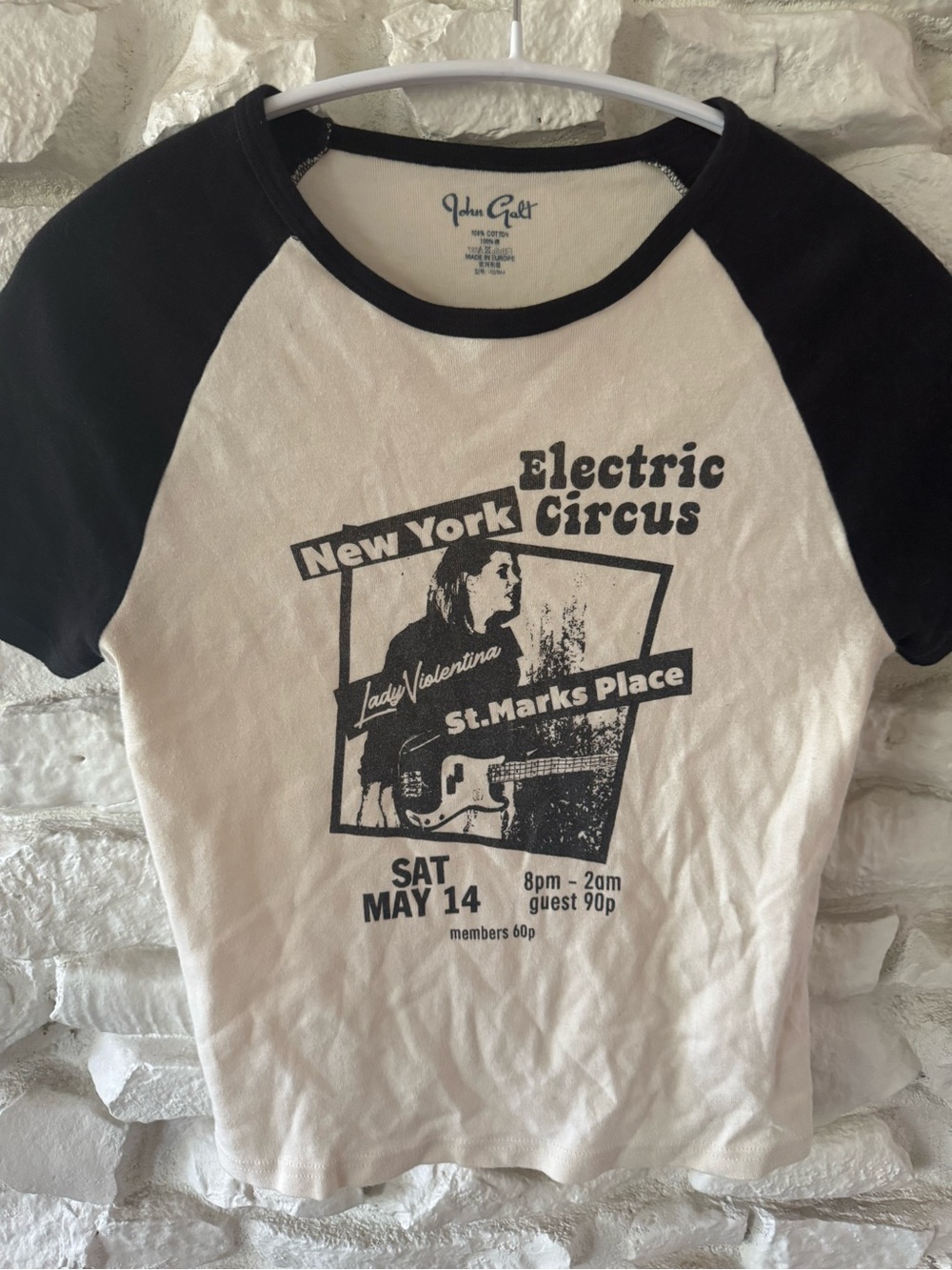 Rare Brandy Melville John Galt Bella New York Electric Circus Raglan Baby Tee